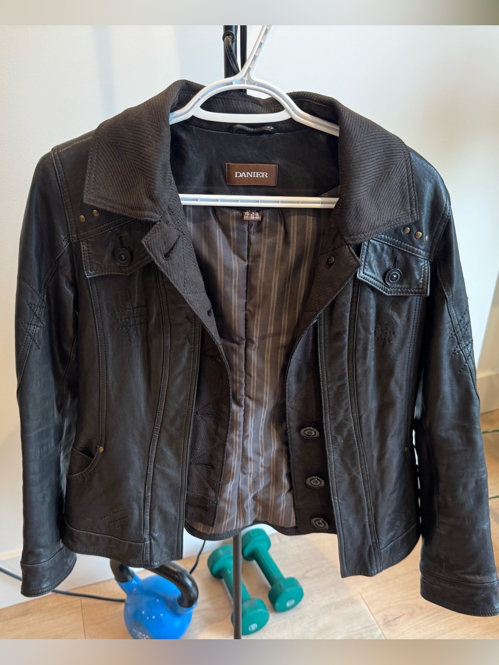 Danier Black Leather Button-Front Jacket